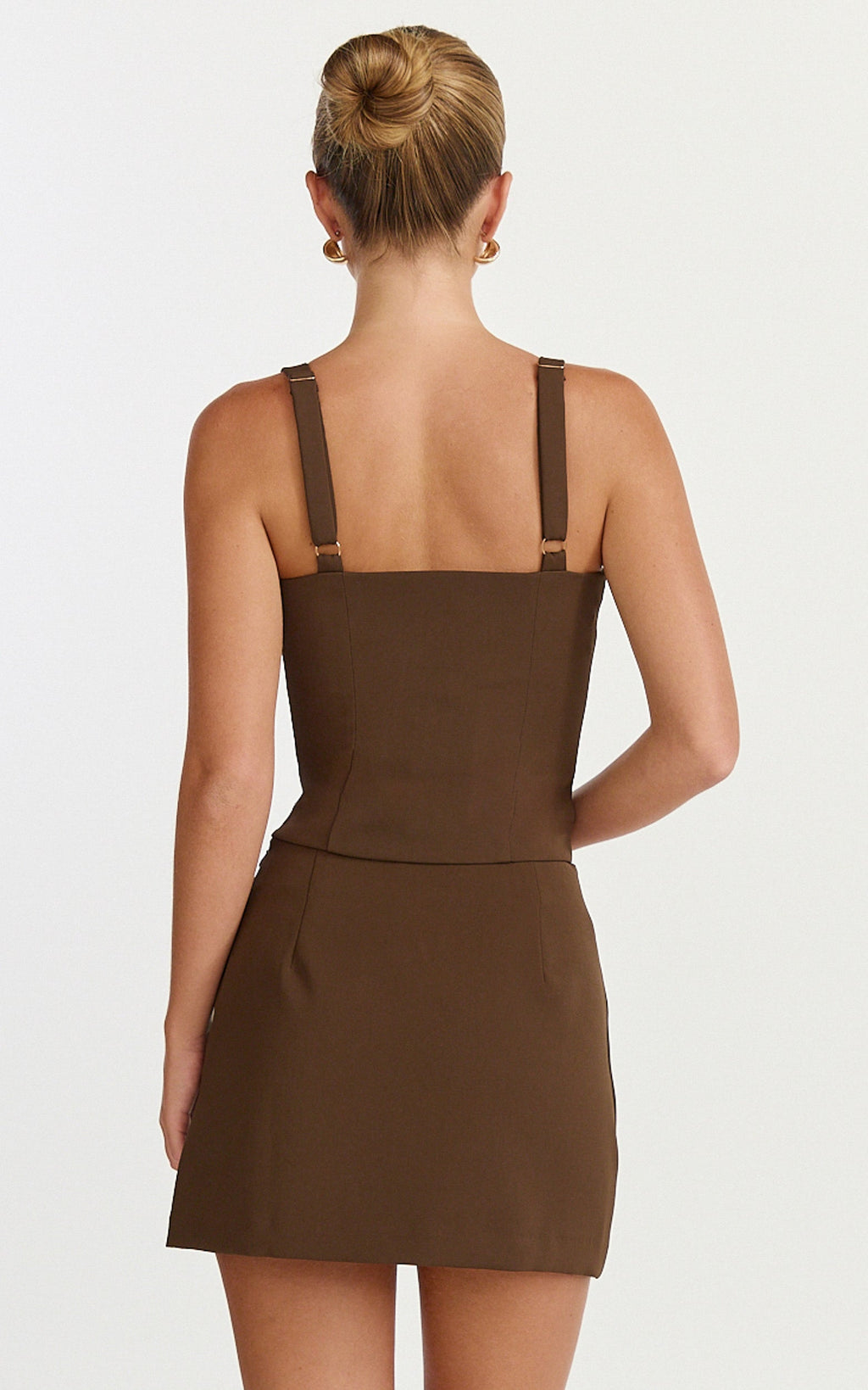 Mikey Top - Straight Neck Hook and Eye Corset Top in Chocolate