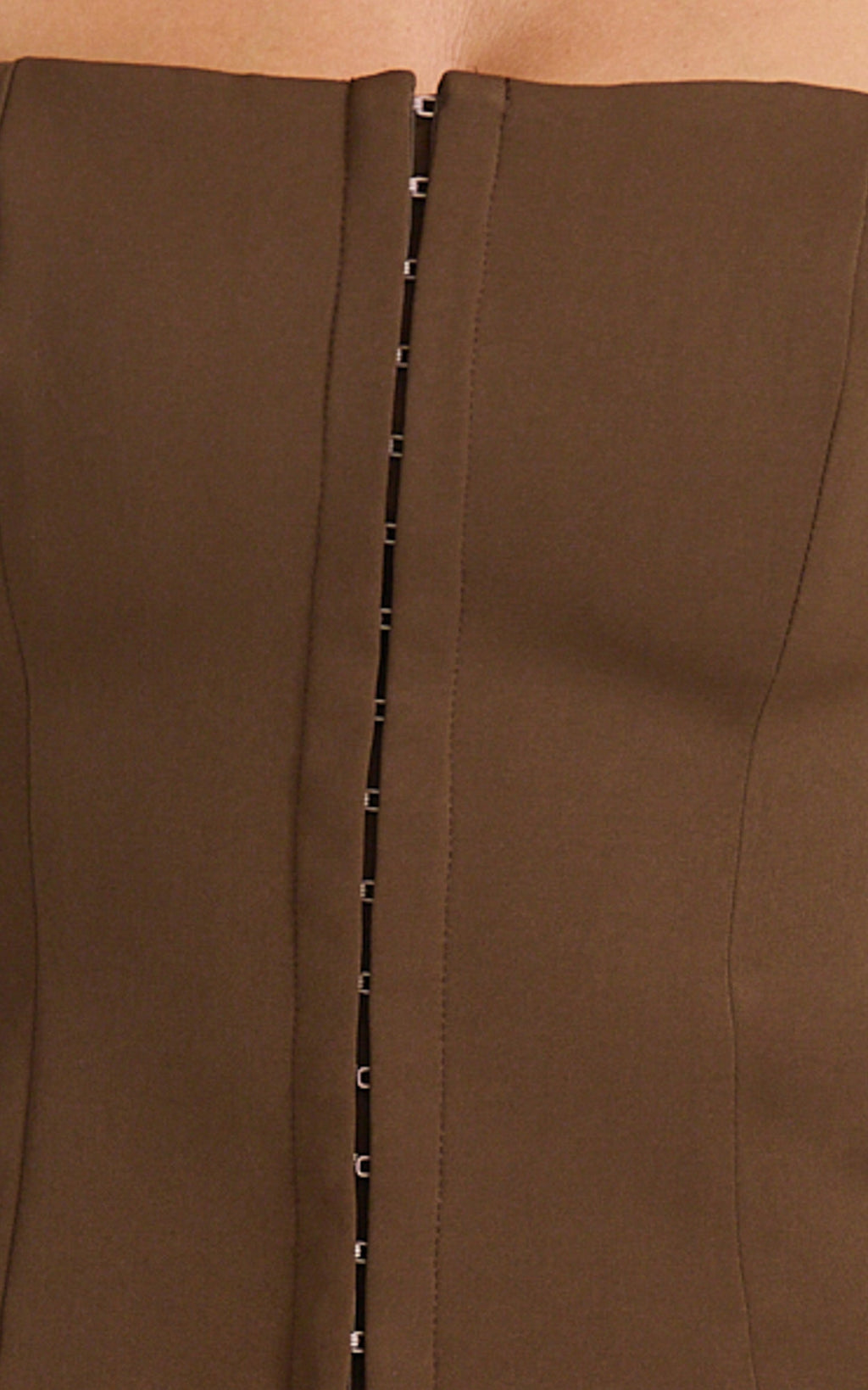 Mikey Top - Straight Neck Hook and Eye Corset Top in Chocolate