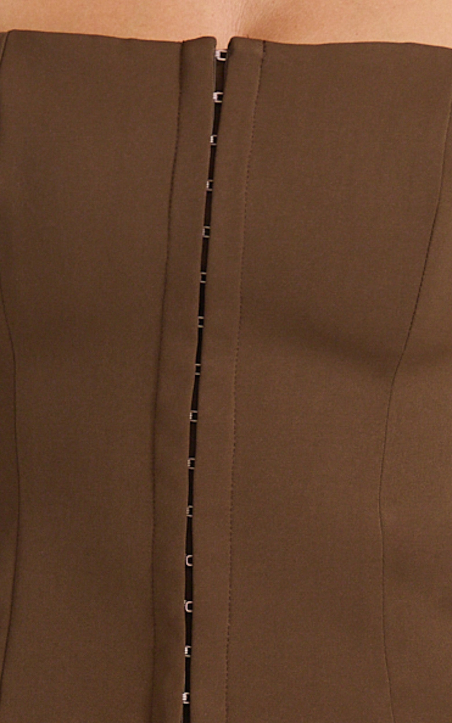 Mikey Top - Straight Neck Hook and Eye Corset Top in Chocolate