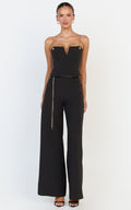 Miren Pants - High Waist Wide Leg Pants With Removable Gold Chain Belt in Black