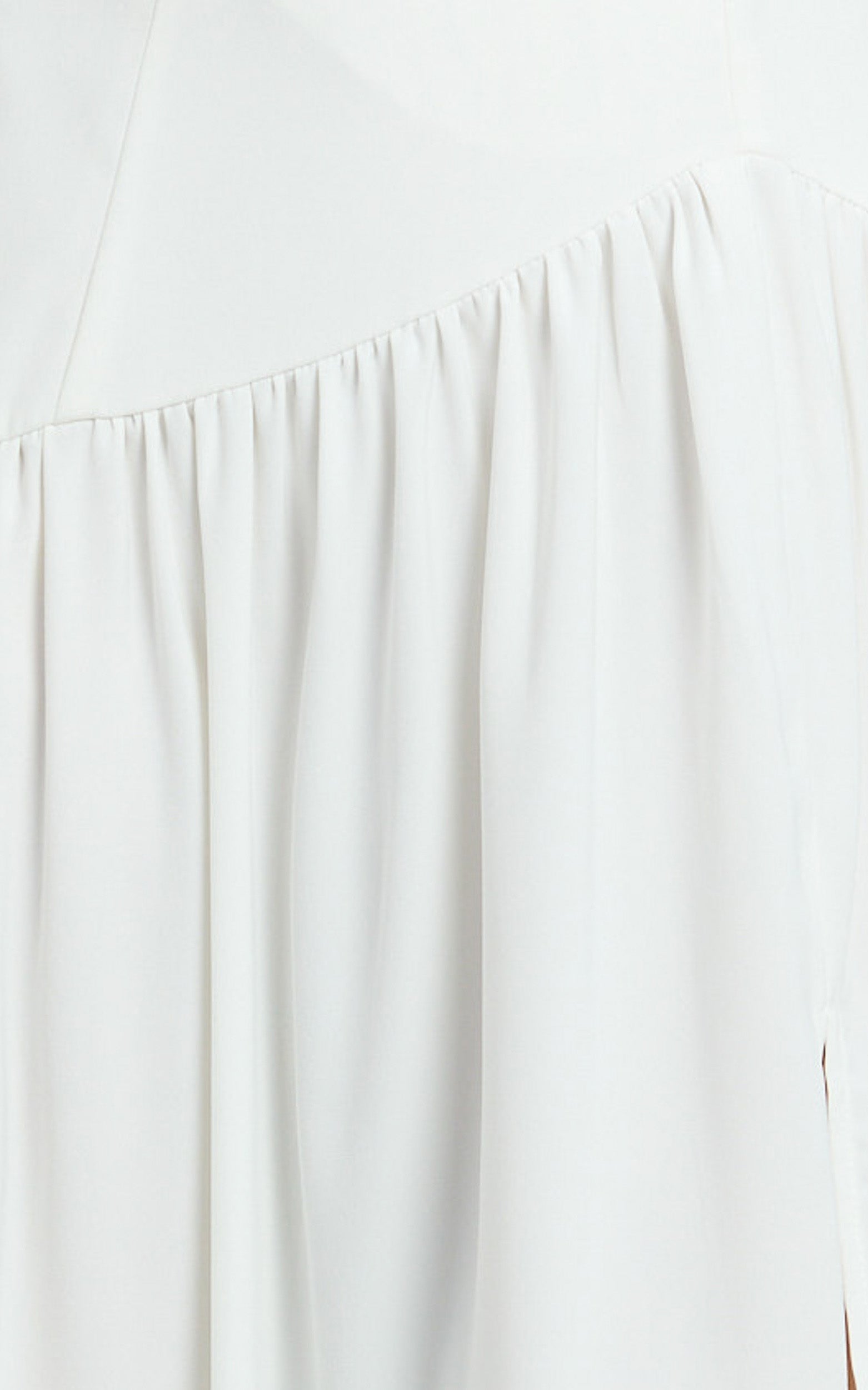 Nadiane Midi Dress - Strapless Asymmetric Drop Waist Dress in Off White
