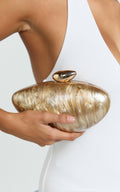 Nami Clutch Bag with Hardware Detail in Beige