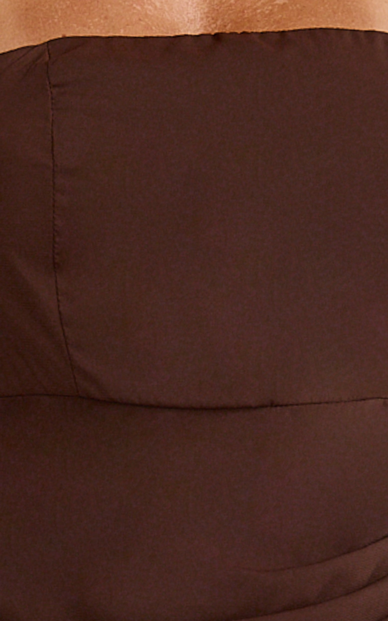 Penelope Maxi Dress - Halter Tie Back Neck Dropped Asymmetric Fit And Flare Dress in Chocolate