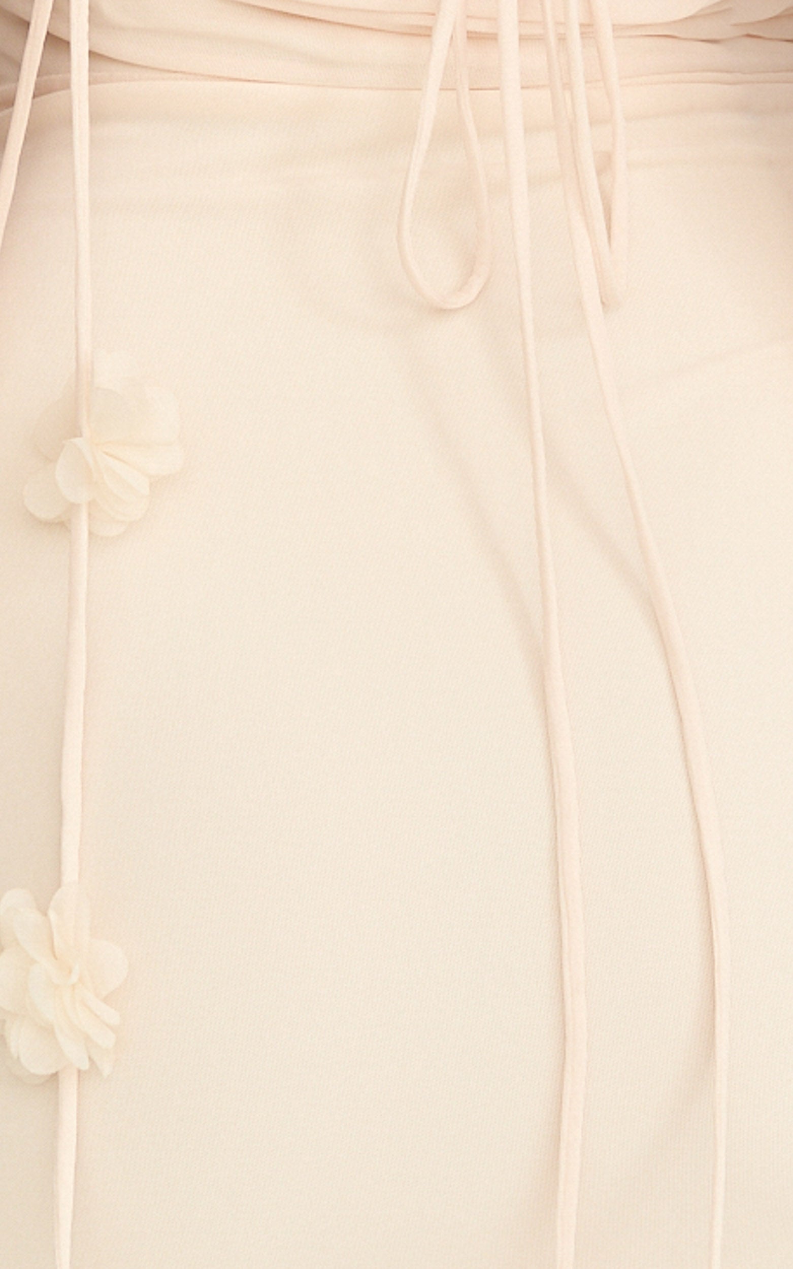 Penny Mini Dress - Draped Cowl Neck 3D Flower Fitted Dress in Cream