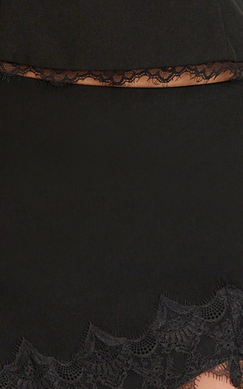 Primrose Mini Skirt - Side Split Lace Insert Slip Skirt in Black