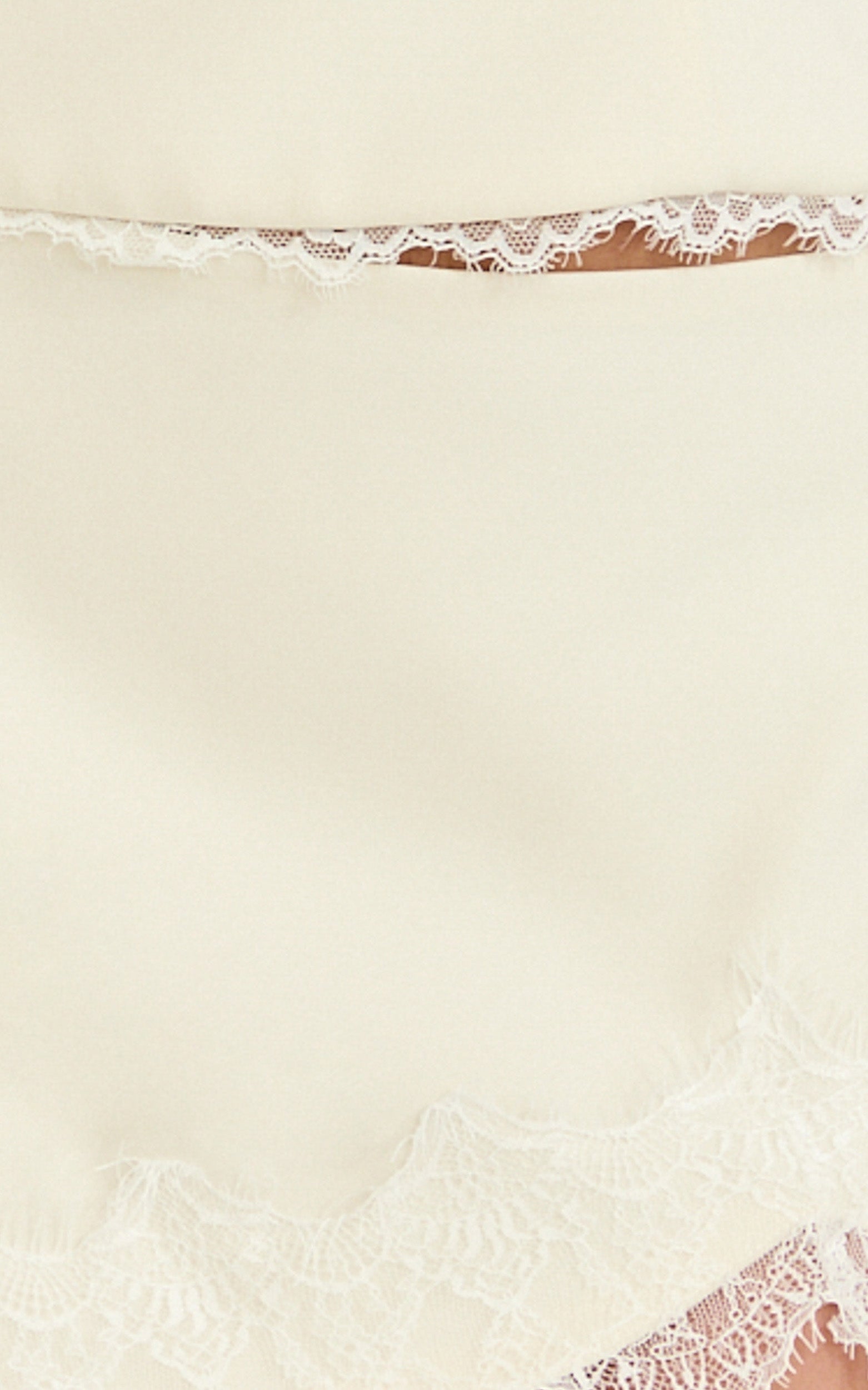 Primrose Mini Skirt - Side Split Lace Insert Slip Skirt in Off White