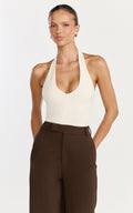 Rachel Top - Halter Fitted Top in Cream