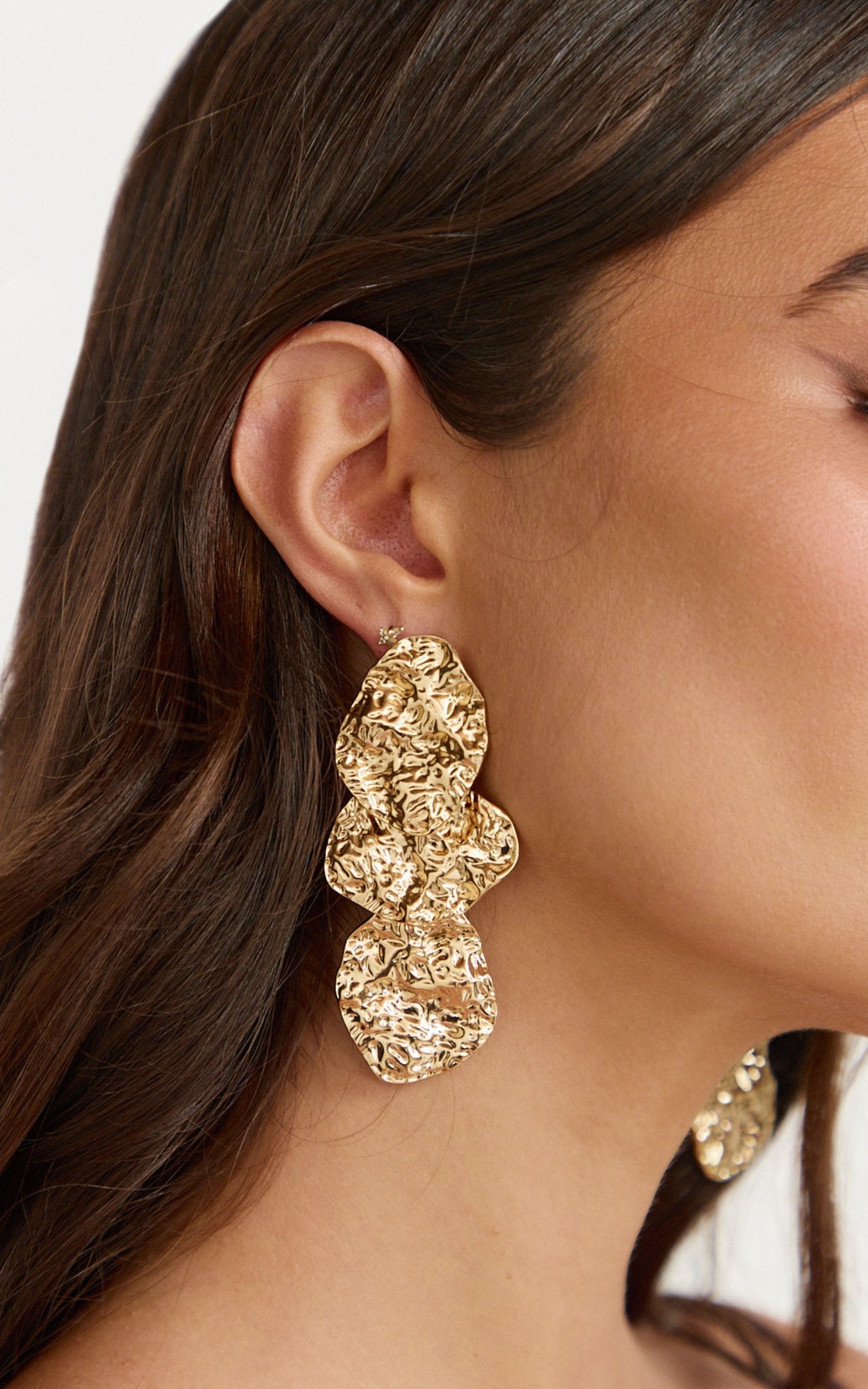 Rhea Earrings - Statement Drop Earrings in Gold