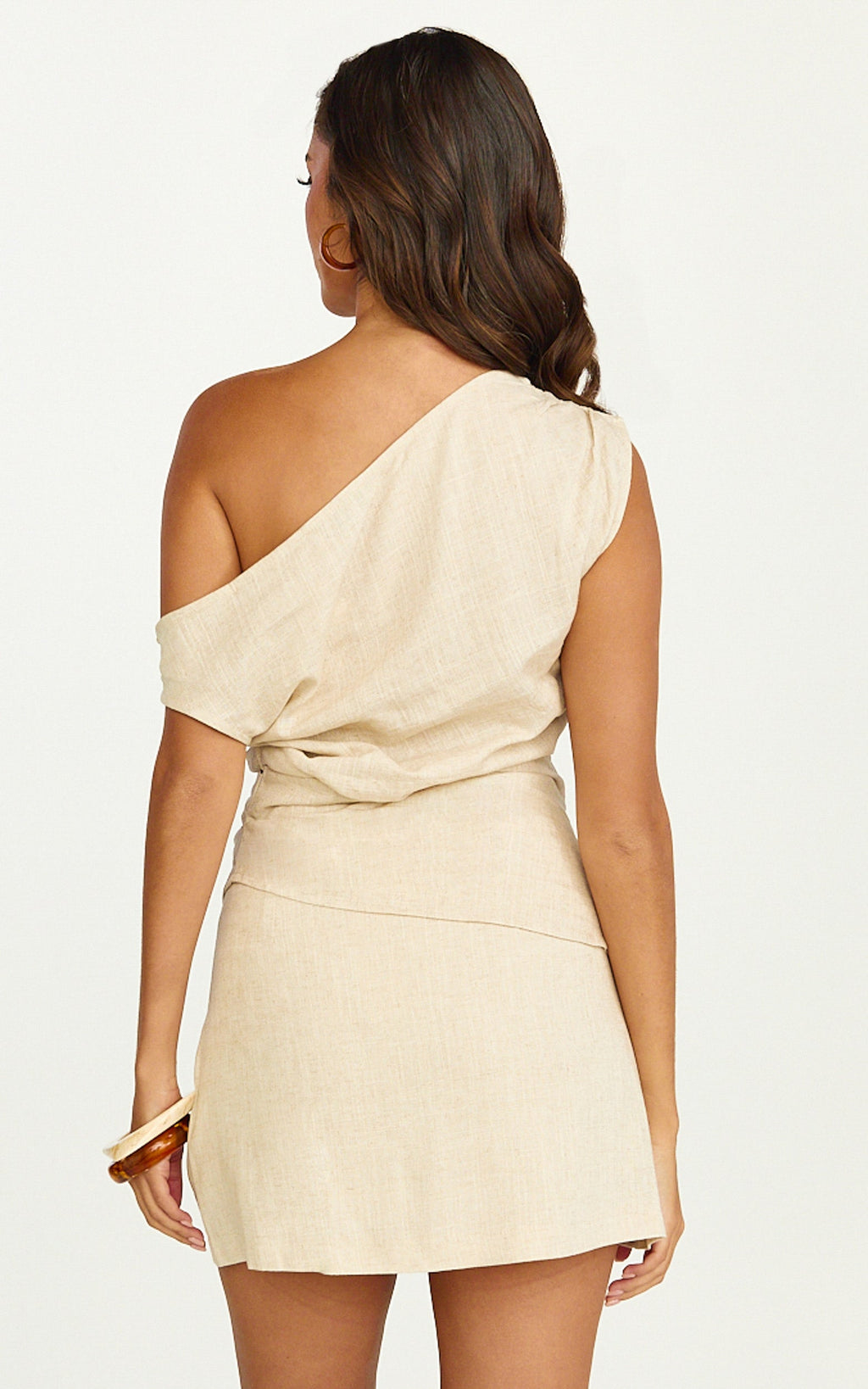 Robilyn Top - Off Shoulder Linen Look Top in Natural