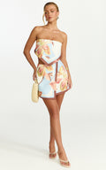 Robyn Mini Skirt - Wrap Tie Front Skirt in Cornflower Blue