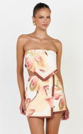 Robyn Top - Bandana Tie Back Top in Yellow Retro Flower Border Print