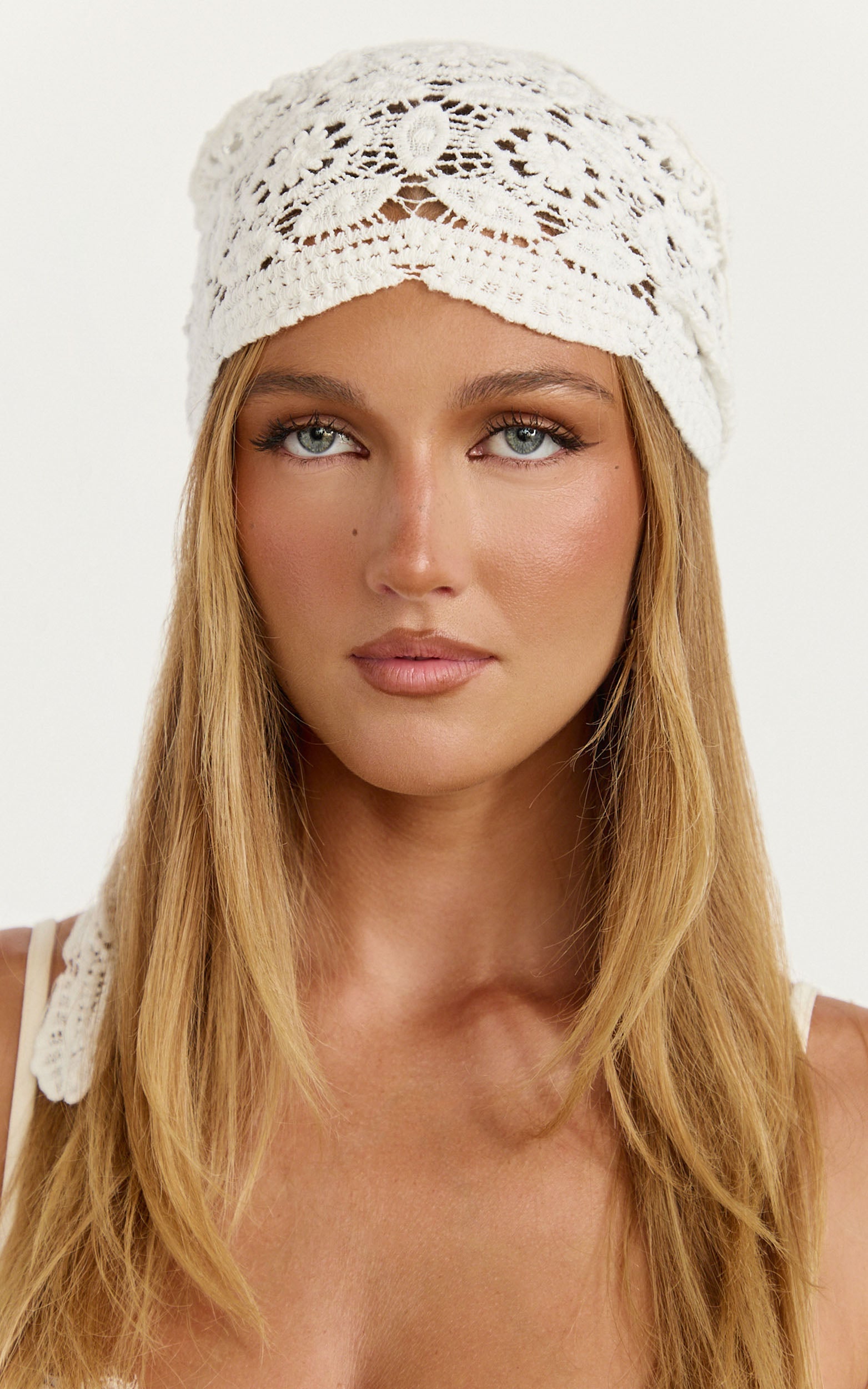 Roselle Scarf - Crochet Scarf in White
