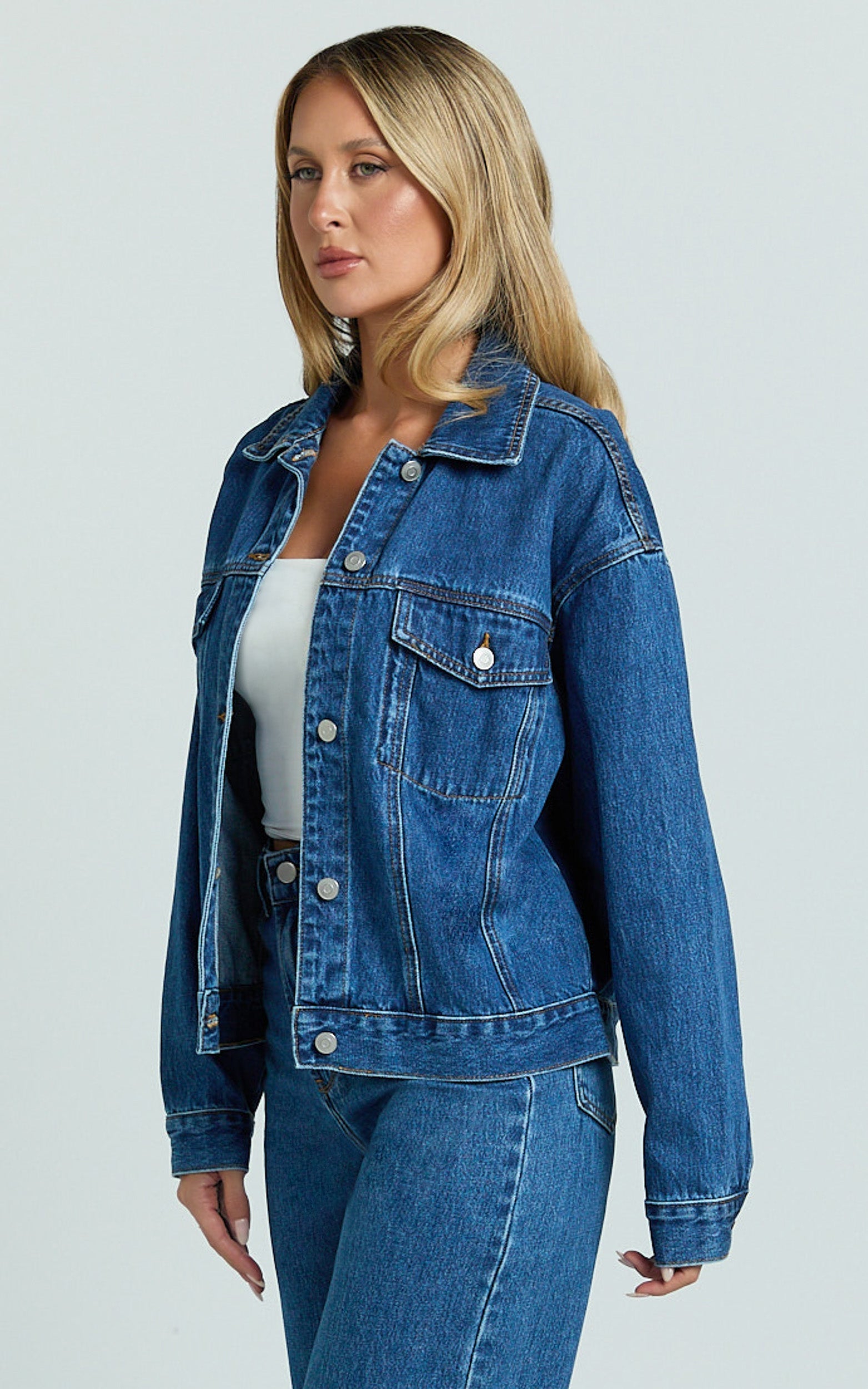Ruby Jacket - Oversized Denim Jacket in Mid Vintage Wash