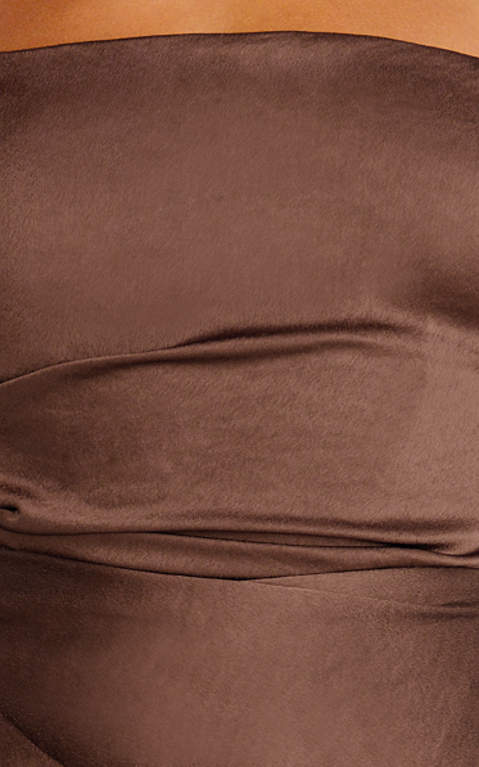 Rumi Maxi Dress - Ruched Bodice Satin Dress in Chocolate