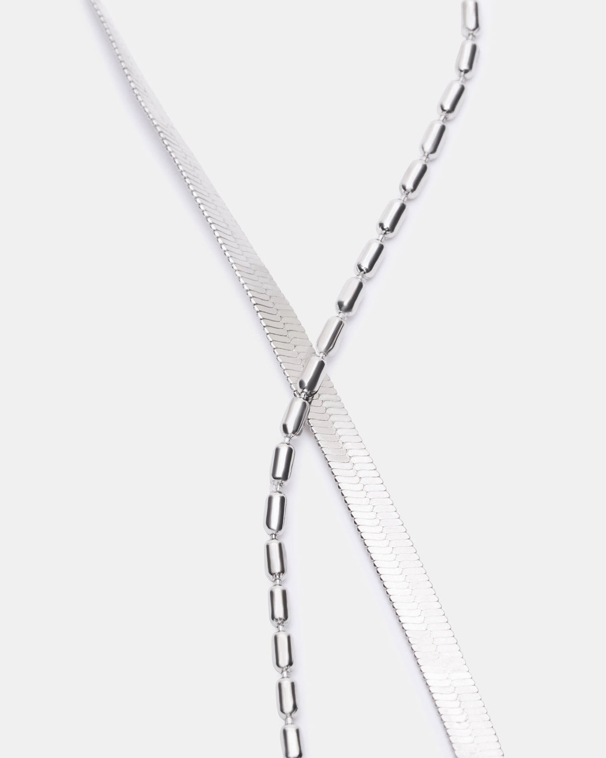 HERRINGBONE CHAIN ANKLET SET SILVER