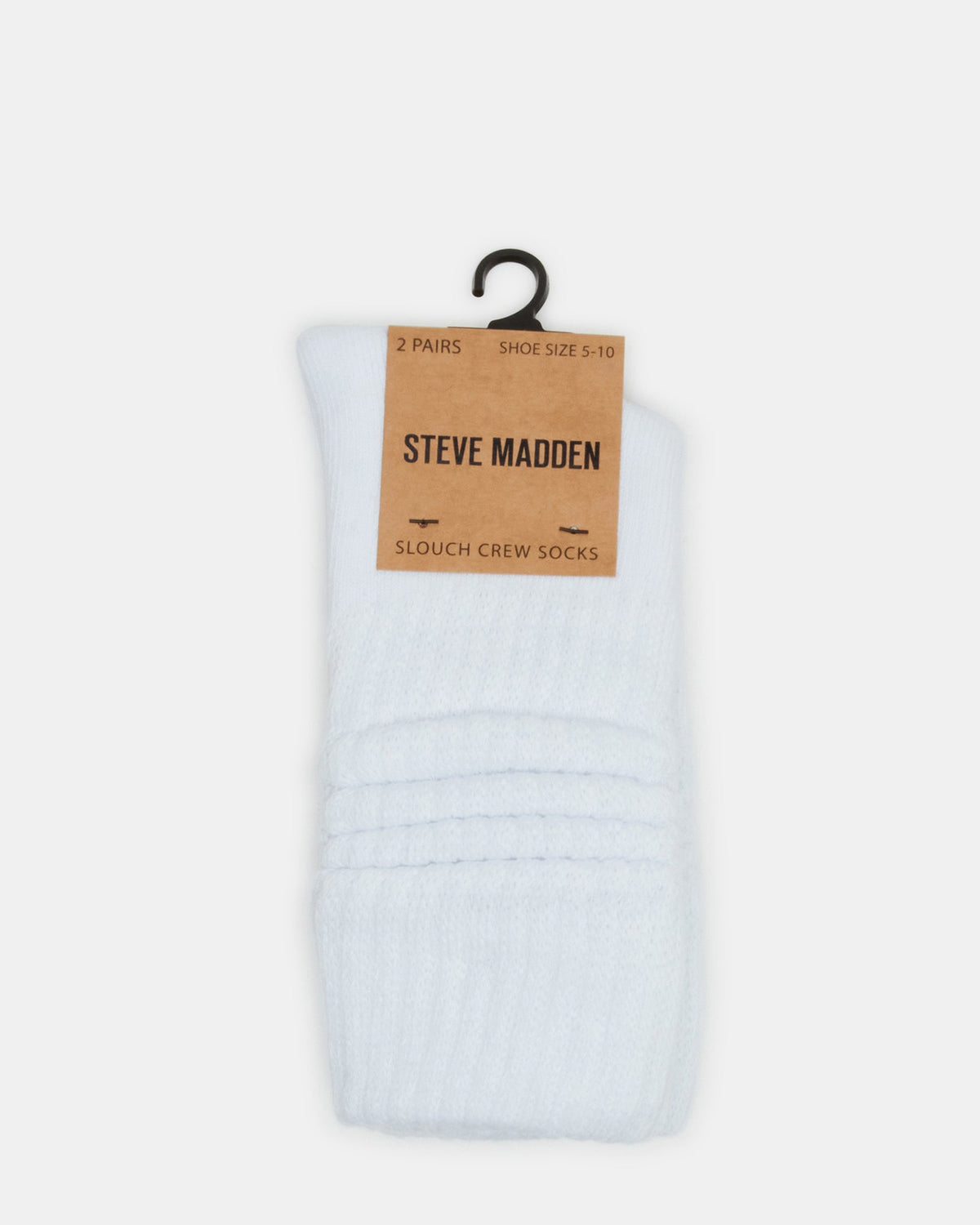 2 PACK SLOUCHY CREW SOCKS WHITE