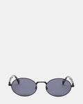 LANDY Black Frame Oval Black Lens Sunglasses | Steve Madden