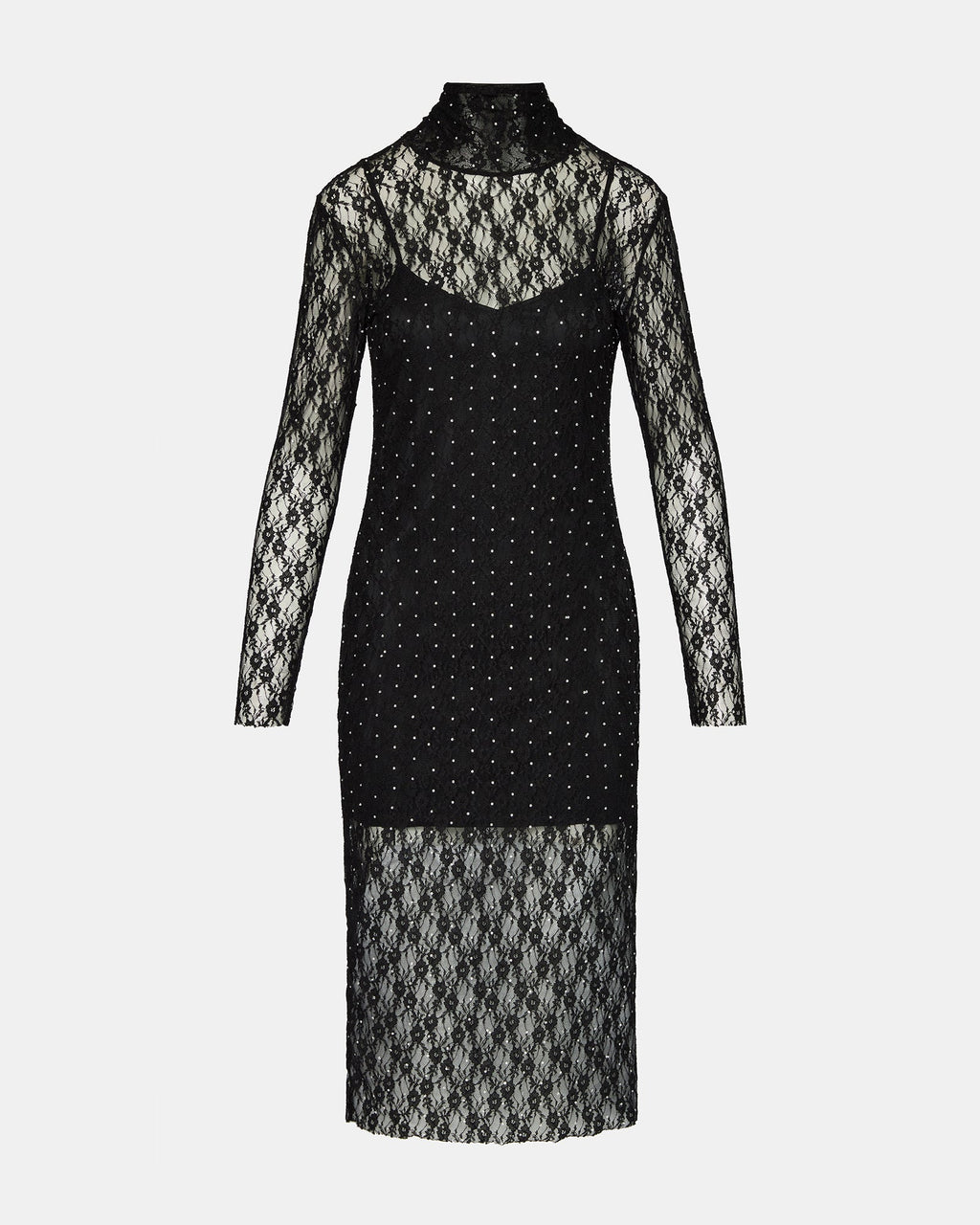 VIVIENNE STUDDED LACE DRESS BLACK