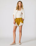 DAISEE Thyme Green Elastic Lace-Detail Women's Shorts | Steve Madden