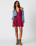 DIANNA Dark Red Zipper Bubble Halter Women's Mini Dress | Steve Madden