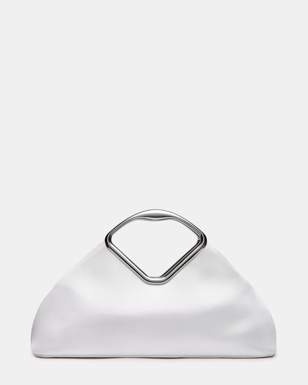 BARBARA Bag White Soft Satin Metal Bracelet Crossbody Clutch Handbag | Steve Madden