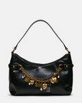 LIANNA Black Slouchy Bag Charms Shoulder Handbag | Steve Madden