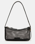 LUCIELL Black Strap Mesh Structured Bottom Shoulder Handbag | Steve Madden