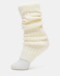 JAZZ LEGWARMERS Ivory Knit Ribbed Women's Legwarmer Socks | Steve Madden