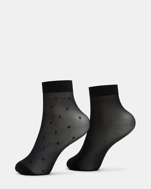 3 PACK DITSY DOT Black Sheer Mesh Anklet Women's Socks | Steve Madden