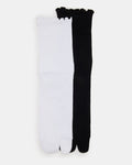 RIBBED SPLIT TOE White/Black Tabi Women's Crew Socks | Steve Madden