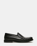 CELESTINO Black Leather Slip-On Square-Toe Scrunched Men's Loafer | Steve Madden