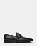 CHAPLIN Black Leather Woven-Strap Buckle Slip-On Men's Loafer | Steve Madden