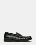 ENNIS Black Leather Western Stitched Scrunched Slip-On Men's Loafer | Steve Madden