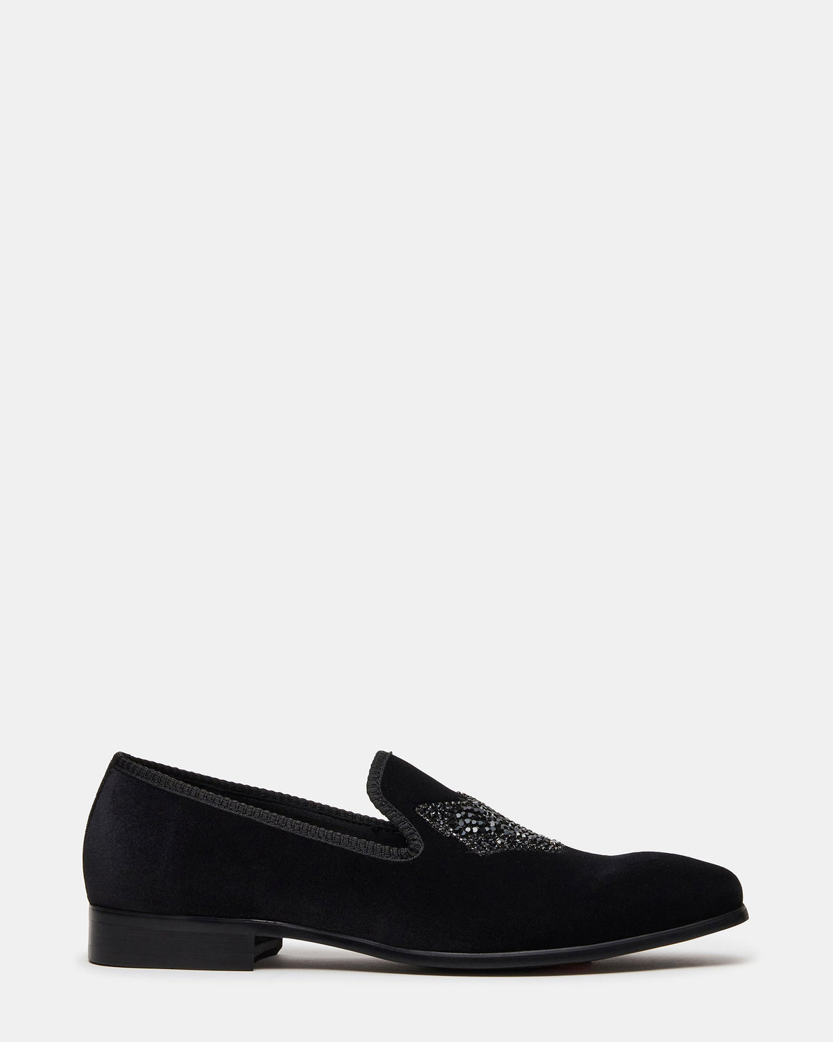 FINN Black Velvet Rhinestone Fox Head Design Slip-On Men's Loafer | Steve Madden