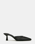 ALYSE Black Mesh Square-Toe Mule Women's Kitten Heel | Steve Madden