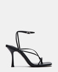 ANNIE Black Women's Strappy Square Toe Heel | Steve Madden