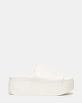 ARWEN White Leather Women's Platform Footbed Slide Chunky Sandal | Steve Madden