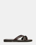 BRUTUS Brown Leather Studded Thong Strappy Mule Women's Sandal | Steve Madden