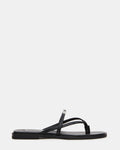 CATALINA Black Leather Thong Square-Toe Women's Sandal | Steve Madden