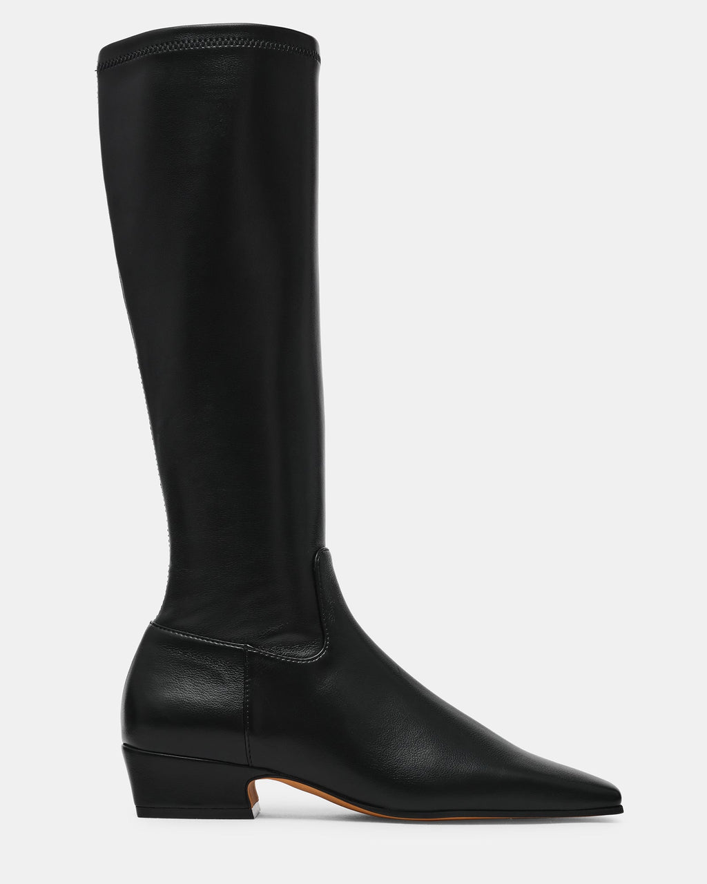 DELYRA Black Square-Toe Knee-High Women's Boot | Steve Madden