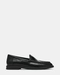 DRAYCE Black Leather Moc Toe Women's Loafer | Steve Madden