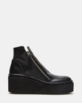 DRIFT Black Leather Platform Moto Women's Ankle Boot | Steve Madden