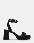 ELIDA Black Suede Ankle Strap Platform Women's Block Heel | Steve Madden