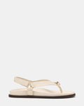 ELVIA Bone Leather Thong Gold-Detail Slingback Footbed Women's Sandal | Steve Madden