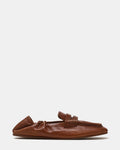 EURRY Cognac Leather Square-Toe Women's Loafer | Steve Madden