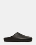 FERN Black Leather Mule Slip-On Round-Toe Women's Flat | Steve Madden