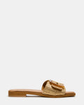 HAPP Gold Square-Toe Raffia Slide Women's Sandal | Steve Madden