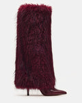 ICON Dark Cherry Pointed-Toe Faux Fur Knee-High Stiletto Women's Boot | Steve Madden
