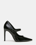 JAINE Black Patent Pointed-Toe Mary Jane Pump Stiletto Women's Heel | Steve Madden