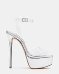 JEZZICA Clear Platform Stiletto Ankle Strap Women's Heel | Steve Madden
